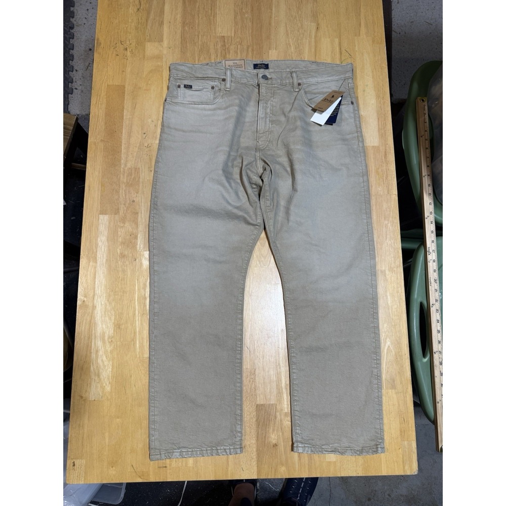 NWT Polo Ralph Lauren Hampton Straight Jeans Mens 38x30 Khaki Stretch $125
